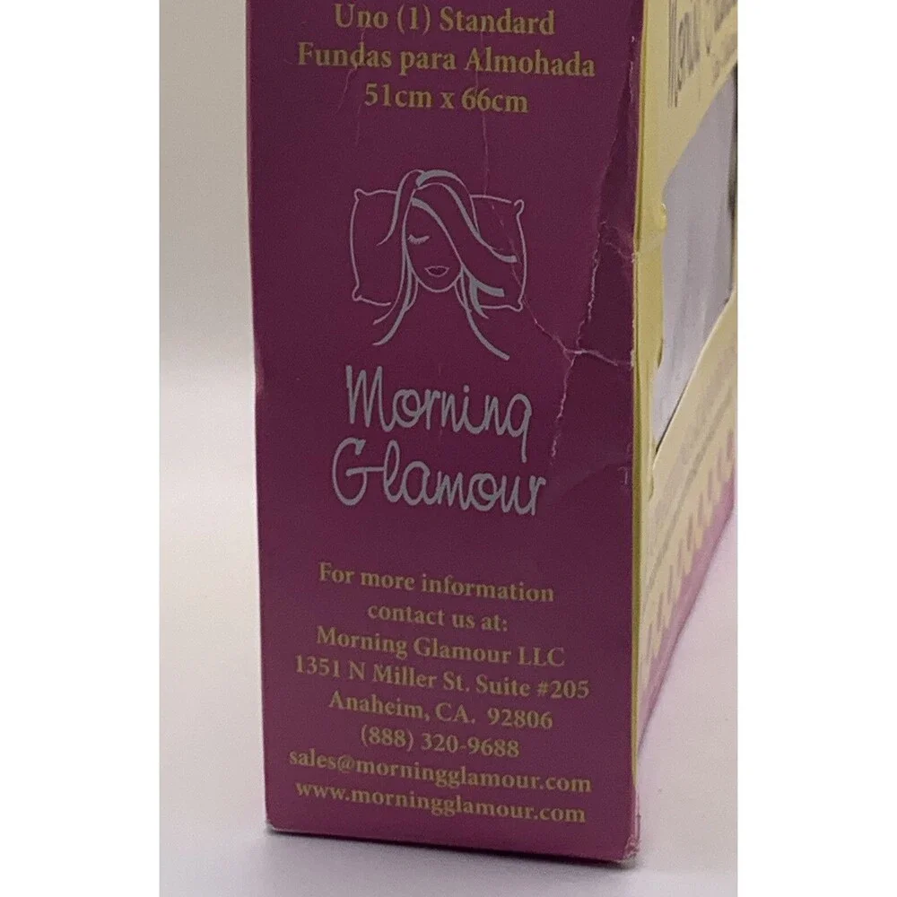 Morning Glamour 2-Pack Signature Box Satin￼Pillowcases, Silver ￼ New